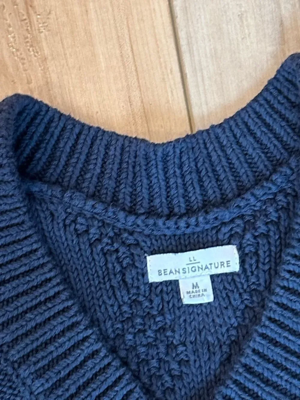 L.L. Bean Signature Women's Cableknit, Fisherman Sweater Navy Blue Med